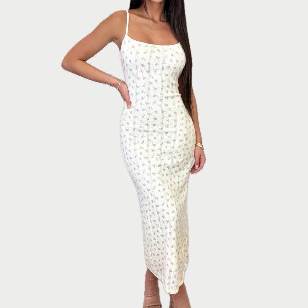 Delilah Pink Floral Printed Sweater Midi Dress (S)| Mother’s Day Dress